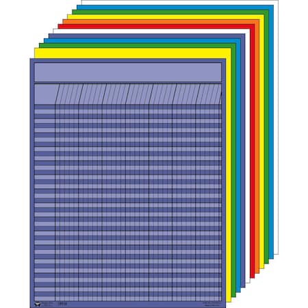 Large Vertical Incentive Chart Set, 22 X 28in, Assorted Color, PK12
